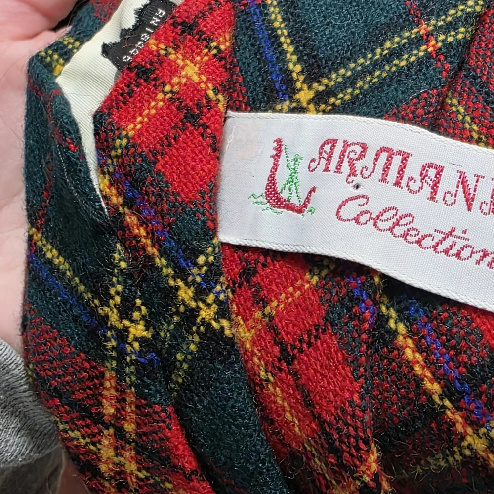 Vintage 70's Plaid Tartan Tie Green Red Yellow